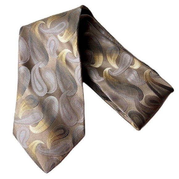 Perry Ellis Portfolio Necktie Grey Paisley Swirl Imported Silk Men Accessories - Picture 1 of 8